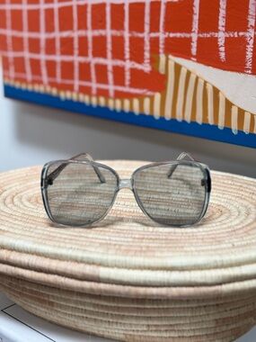 Vintage OptiShield Aviator Sunglasses Gray Clear Frame UV Lens Retro